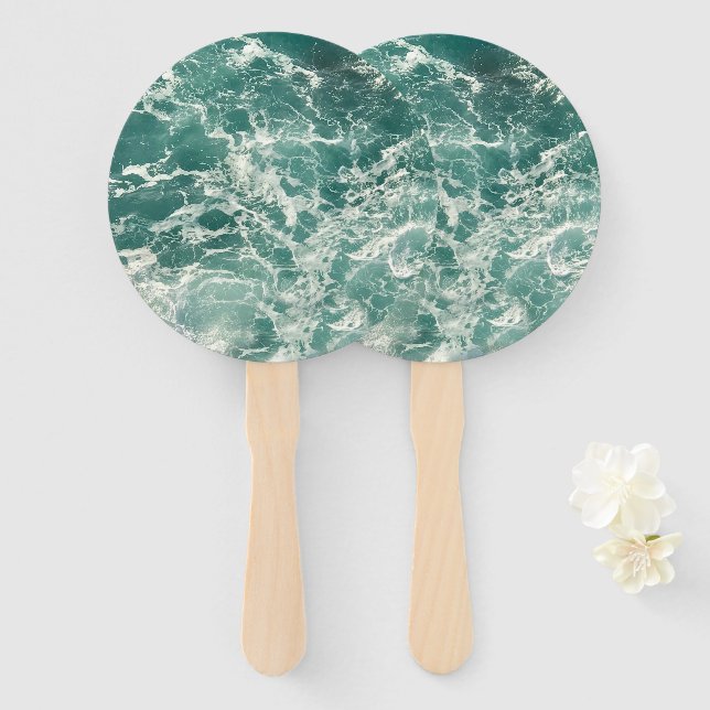 Blaue Meereswellen Fächer (Vorne und Hinten)