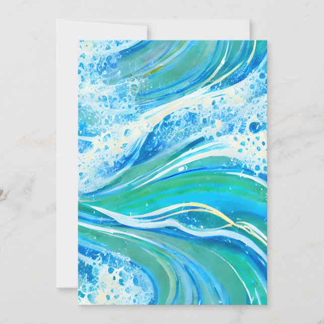 Blaue Meereswellen Feiertagskarte (Vorderseite)