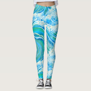 Blaue Meereswellen Leggings