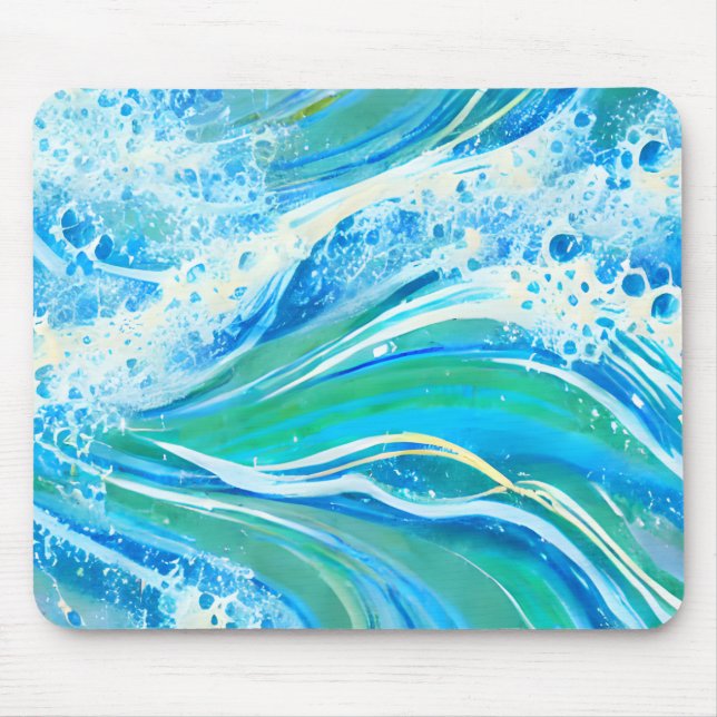 Blaue Meereswellen Mousepad (Vorne)