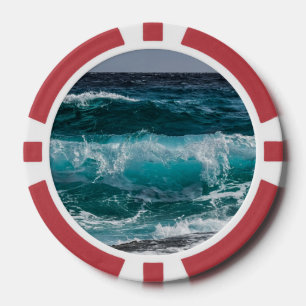 Blaue Meereswellen Pokerchips