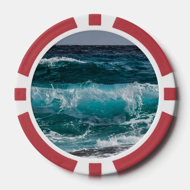 Blaue Meereswellen Pokerchips (Vorderseite)