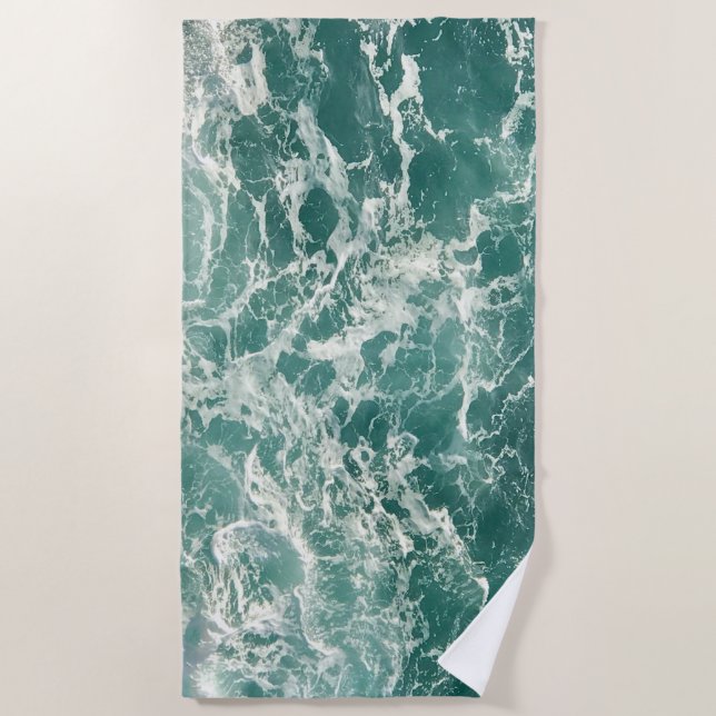 Blaue Meereswellen Strandtuch (Vorderseite)