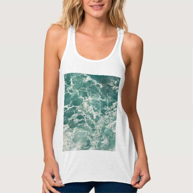 Blaue Meereswellen Tank Top (Vorderseite)