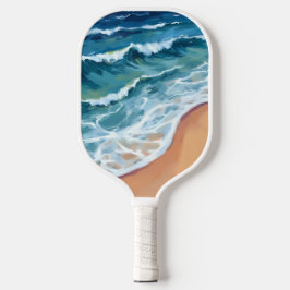 Blaue Meereswellen Wasserfarbe Pickleball Schläger