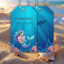 Blaue Meerjungfrau unter der Sea Baby-Dusche Geschenkanhänger