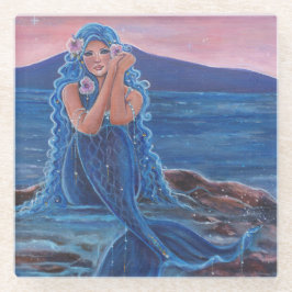 Blaue Meerjungfrau von Renee Lavoie Glasuntersetzer