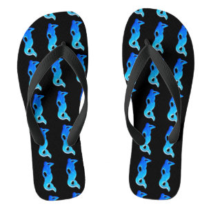 blaue Meerjungfrauen auf Schwarzem Flip Flops