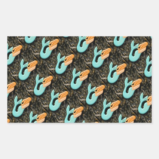 Blaue Meerjungfrauensticker Rechteckiger Aufkleber (Vorderseite)