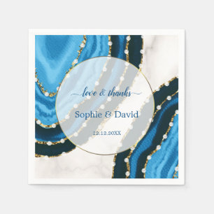 Blaue Meerwasserfarbe Perlen Hochzeit Serviette