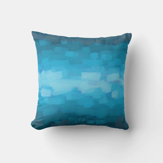Blaue Meerwassergradienten bemalt Kissen (Vorderseite)