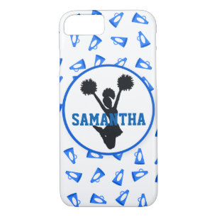 Blaue Megaphone und Cheerleader personalisiert iPhone 8/7 Hülle