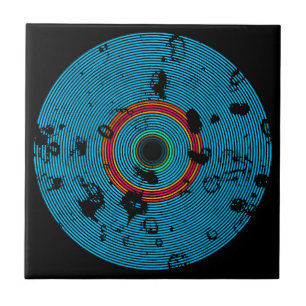 Blaue mehrfarbige Vinyl-Disc-Textur-Muster Fliese