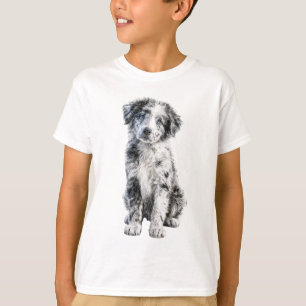 Blaue Merle Border Collie Welpen Kinder T-Shirt