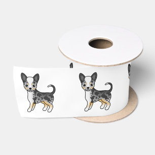 Blaue Merle Glatthaar Chihuahua Süßer Cartoon-Hund Satinband
