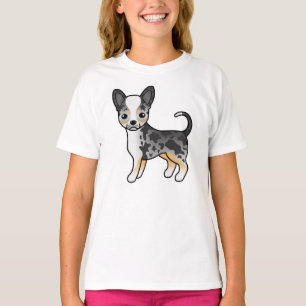Blaue Merle Glatthaar Chihuahua Süßer Cartoon-Hund T-Shirt