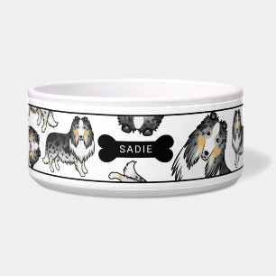 Blaue Merle Rough Collie Hunde Muster & Name Napf