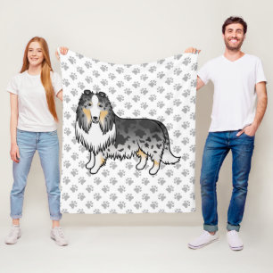 Blaue Merle Rough Collie Süßer Cartoon-Hund & Pfot Fleecedecke