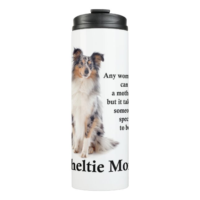 Blaue Merle Sheltie Mama Thermal Tumbler Thermosbecher (Vorderseite)