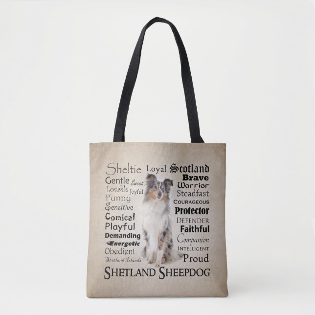 Blaue Merle Sheltie Merkmal-Tasche (Vorderseite)