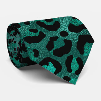 Blaue Metall Leopardenprint Krawatte