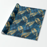 Blaue Metallische Elegant Tropisches Geschenk Geschenkpapier<br><div class="desc">Schöne Imitate metallisch blau mit tropischem Farnmuster. Dies ist eine Geschenkpackung für jeden Anlass. So schön und elegant. Ideal für alle Ihre speziellen Geschenkverpackungen.</div>