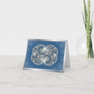 Blaue metallische Fraktal notecards Karte