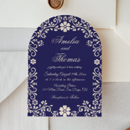 Blaue mexikanische Blumenhochzeits-Einladung Einladung