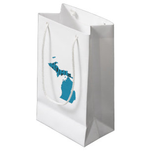 Blaue Michigan-Zuhause-Wort-Kunst-Geschenk-Tasche Kleine Geschenktüte