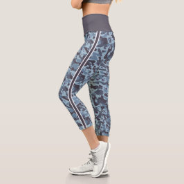 Blaue Militärtarnung: weiße und blaue Streifen Capri Leggings