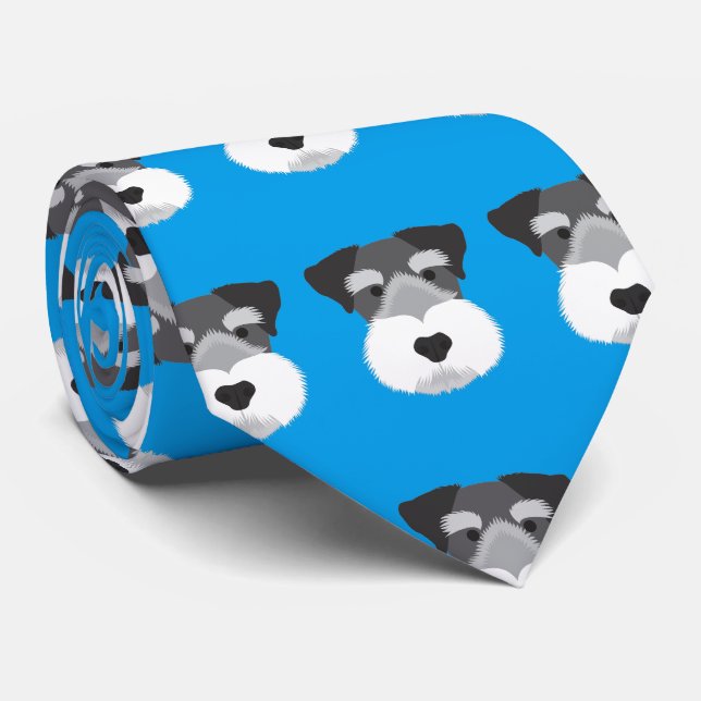 Blaue Miniaturschnauzer-Krawatte Krawatte (Gerollt)