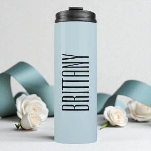Blaue Minimale Brautjungfer Personalisierter Name  Thermosbecher