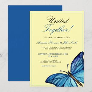 Blaue Minimale Hochzeit der Schmetterlingsblume Einladung