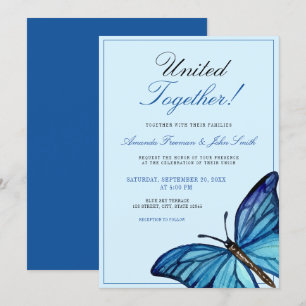 Blaue Minimale Hochzeit der Schmetterlingsblume Einladung
