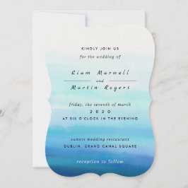 Blaue minimale Wasserfarbenwellen Einladung