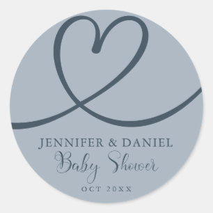 Blaue minimalistische elegante Babyparty Runder Aufkleber