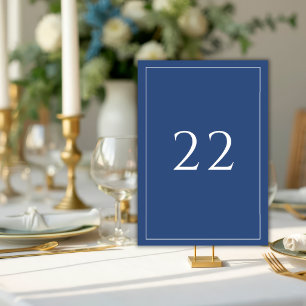 Blaue minimalistische elegante Hochzeit Tischnummer