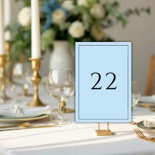 Blaue minimalistische elegante Hochzeit Tischnummer