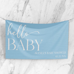 Blaue minimalistische Hallo Baby Baby Shower Banner