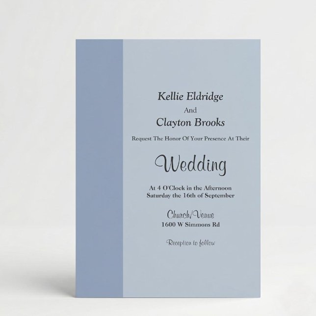 Blaue Minimalistische Moderne Hochzeitseinladung m Einladung (Von Creator hochgeladen)