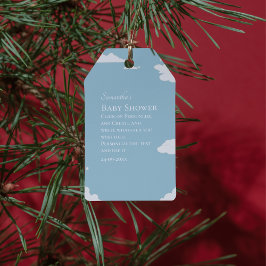 Blaue Minimalistische rustikale Babydusche Geschenkanhänger