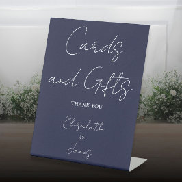 Blaue Minimalistische Skriptkarten und Geschenke Sockelschild