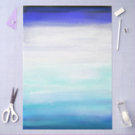 Blaue Minimalistische Wasserfarbenwellen Seidenpapier