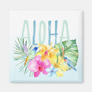 Blaue Minze Aloha tropische Wasserfarbe Magnet