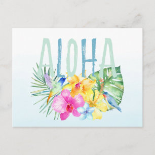 Blaue Minze Aloha tropische Wasserfarbe Postkarte
