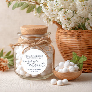 Blaue Minze Engagement Danke Runder Aufkleber