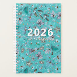 Blaue Minze Magie Aquarell Floral 2026 Maßgeschnei Planer