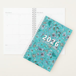 Blaue Minze Magie Aquarell Floral 2026 Maßgeschnei Planer