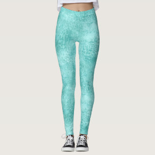 Blaue Minze Meer Grün Koralle Textur Leggings