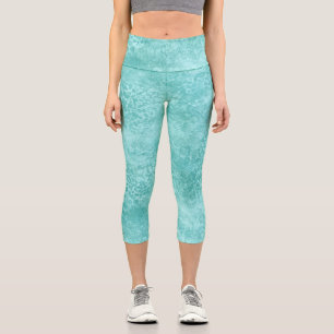 Blaue Minze Meer Grüne Korallen Textur Capri Leggings